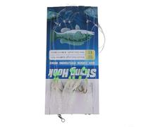 Besttoolifes 13#, Sabiki Rig Leurres de pêche souples pour hareng - Lot de 5 leurres fluorescents en plumes avec hameçons en acier au carbone #8 - #18, corps en silicone, mousqueton pivotant, prêt