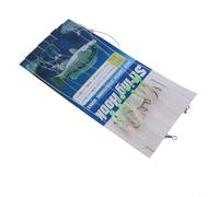 Besttoolifes 15#, Sabiki Rig Leurres de pêche souples pour hareng - Lot de 5 leurres fluorescents en plumes avec hameçons en acier au carbone #8 - #18, corps en silicone, mousqueton pivotant, prêt