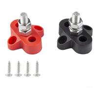 Besttoolifes A, connecteur de borne de batterie M8 en acier inoxydable pour systèmes électriques 48 V RV, bateau, bateau, camion et yacht - Rondelle en laiton, base en plastique, boulon de câblage