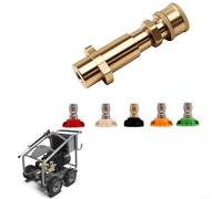 Besttoolifes Adaptateur de nettoyeur haute pression 6,35 mm compatible avec K2-K6 en alliage d'aluminium Raccord à baïonnette Quick Connect 4000 PSI Max Comprend 5 buses de pulvérisation pour un