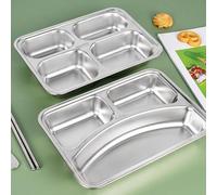Besttoolifes Assiette à déjeuner scolaire avec sections 5 compartiments en acier inoxydable pour enfants et adultes (5 cellules)