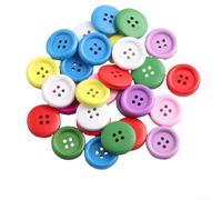Besttoolifes Assortiment de boutons ronds en bois pour couture, 4 trous, pour scrapbooking, décoration, loisirs créatifs, loisirs créatifs (25 mm)