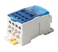 Besttoolifes Boîte de jonction d'alimentation sur rail DIN 500 A, 80 A - 500 A - Connecteur de bornier de distribution unipolaire avec boîtier PC ignifuge, conducteurs en laiton étamé et design monté