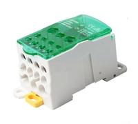 Besttoolifes Boîte de jonction de distribution électrique, bornier rail DIN 80 A-500 A, laiton étamé, boîtier PC ignifuge, entrée unique multi-sortie, vert (400 A)