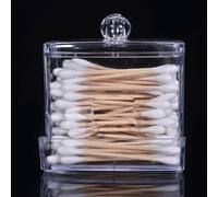 Besttoolifes Boîte de rangement en plastique transparent pour tampons de coton et bijoux, boîte de rangement cylindrique en matériau PS, 9 x 6 x 9,5 cm, support d'accessoires de salle de bain