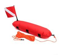 Besttoolifes Bouée rouge haute visibilité avec drapeau et corde en polyester orange de 25 m - Flottabilité de 35,4 kg pour la plongée avec tuba, la pêche à la lance, la plongée sous-marine et la