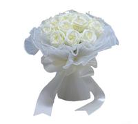 Besttoolifes Bouquet de mariée élégant en filet de perles : arrangement floral léger en soie synthétique pour cérémonie de mariage, décoration de fête et jeunes mariés, décoration florale artificielle