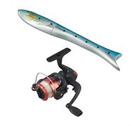 Besttoolifes Canne à pêche télescopique en fibre de carbone et moulinet pour combiné, mini stylo portable de 1,6 m, poignée unique en forme de poisson pour un voyage pratique et une utilisation en
