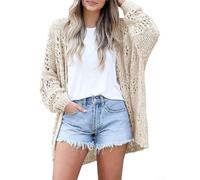 Besttoolifes Cardigan d'été en tricot pour femme - Cache-maillot de plage | Pull à manches longues décontracté bohème pour le yoga, le cyclisme, couleur unie