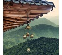 Besttoolifes Carillon éolien en bronze à 3 cloches pour décoration extérieure de maison et de jardin, construction en alliage et plastique, 44 cm de long, décoration à suspendre Feng Shui Bagua Lucky