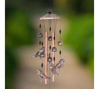 Besttoolifes Carillon éolien en cristal pour décoration de jardin extérieur, cloches en tube d'aluminium avec motif papillon, ornement à suspendre en métal résistant à la rouille durable (oiseau)