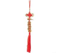 Besttoolifes Carillon éolien Feng Shui en laiton, pendentif nœud de richesse avec nœud chinois rouge, porte en forme de gourde à suspendre pour décoration de maison et de jardin, construction en