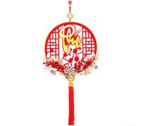 Besttoolifes Carillon éolien vietnamien en forme de fleur de prunier fait à la main en bois avec motif festif rouge et doré, pour le Nouvel An, le festival du Têt et la décoration de porte (BLESSING)