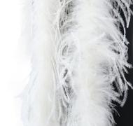 Besttoolifes Châle en plumes d'autruche de 2 mètres de long - Écharpe avec bordure en plumes pour robe, chemise, décorations artisanales et accessoires - Boa en plumes d'autruche pour femme (blanc)
