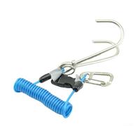 Besttoolifes Crochet de récif de plongée sous-marine, crochet à double extrémité en acier inoxydable, avec cordon de sécurité à ressort (bleu)
