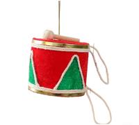 Besttoolifes Décorations de sapin de Noël, décorations à suspendre à faire soi-même, tissu en mousse PVC durable, design de petit tambour et chapeau, thème rouge et blanc, décoration festive pour la