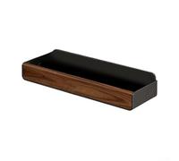 Besttoolifes Étagère murale à ventouse en bois de noyer et aluminium, sans perçage, avec joint rotatif sous vide pour salle de bain ou cuisine (35 cm)