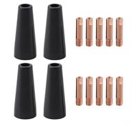 Besttoolifes Flux Core Kit d'embouts de buse sans gaz pour soudage MIG, pointes en cuivre de 0,8 mm et 1,0 mm pour lampes de poche 14AK, 15AK, MB14, MB15, 4 buses + 10 embouts