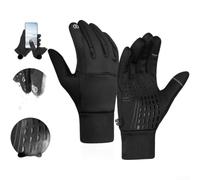Besttoolifes Gants d'hiver thermiques imperméables avec doublure polaire | Polaire brossée douce, coque coupe-vent, garde au chaud jusqu'à 23 °C, écran tactile du pouce, couleur noire