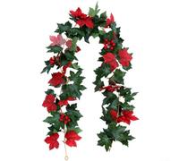 Besttoolifes Guirlande de feuilles d'érable artificielles à suspendre, 1,7 m, vert, jaune, rouge, pour cheminée, cheminée, décoration de fête de mariage (G)