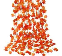 Besttoolifes Guirlande de feuilles d'érable d'automne pour mariage et décoration d'intérieur - Lot de 12 feuillage artificiel rouge à suspendre au mur avec matériau plastique pour décorations