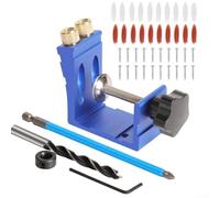 Besttoolifes Kit de 47 gabarits de trous de poche réglables à 15 degrés, localisateur de perçage en métal, kit de chevilles pour le travail du bois, trous coudés, localisateur de perforation (bleu)
