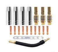 Besttoolifes Kit de buse MIG pour chalumeau de soudage 15 Ak, buses à gaz de 0,8 mm avec insert M6, ensemble en forme de cône, comprend un porte-buse avec ressort et un tube col de cygne