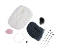 Besttoolifes Kit de feutrage à l'aiguille en feutre de laine pour enfants, ensemble de poupées faites à la main avec mélange de laine PVC et chat blanc et bleu
