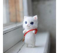 Besttoolifes Kit de feutrage à l'aiguille pour chat à faire soi-même en feutre de laine brute pour enfants, ensemble de poupées chat faites à la main avec fibre de mélange de laine PVC et fruits de