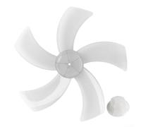 Besttoolifes Lame de ventilateur à cinq feuilles, 45,7 cm - Pièce de rechange en plastique avec cache-écrou, pour ventilateurs de bureau sur pied (blanc transparent)