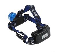 Besttoolifes Lampe frontale LED bleue zoomable pour activités de plein air - Mise au point réglable, ampoule T6 10 W, distance de faisceau de 200 m, corps en alliage d'aluminium, compatible avec