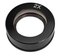 Besttoolifes Lentille de Barlow pour microscope stéréo, objectif de microscope à filetage de 42 mm avec grossissement 0,3x, 0,5x, 0,7x, 2x, objectif auxiliaire en alliage d'aluminium (2X)