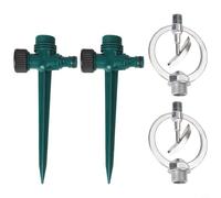 Besttoolifes Lot de 2 arroseurs de pelouse rotatifs à 360° avec double entrée d'eau - Couverture de pulvérisation étendue de 3 à 4 m - Construction en plastique durable pour un arrosage efficace des