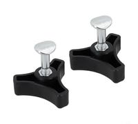 Besttoolifes Lot de 2 écrous et boulons de poignée en plastique pour tondeuse à gazon, 3 coins, longueur 50 mm, diamètre 6 mm, écrou argenté noir