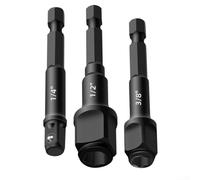 Besttoolifes Lot de 3 adaptateurs de douille 2 en 1 en acier au chrome vanadium avec tête d'entraînement 1/2", 3/8", 1/4" pour porte-foret à percussion