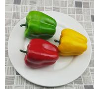 Besttoolifes Lot de 3 poivrons artificiels réalistes imitation légumes décoratifs pour restaurants Rouge Vert Jaune Mousse