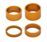 Besttoolifes Lot de 4 rondelles en alliage d'aluminium de 286 mm pour tige avant, fourche et casque, tailles 5 mm, 10 mm, 15 mm, 20 mm avec casque de route compatible plus (doré)