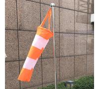 Besttoolifes Manche à air d'extérieur robuste de 1 m avec indicateur de direction du vent de qualité aéroportuaire en orange-blanc avec bandes réfléchissantes, design résistant aux intempéries et