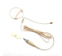 Besttoolifes Micro casque beige à simple crochet d'oreille, condensateur omnidirectionnel, prise jack 3,5 mm, connexions XLR 3 broches et 4 broches, microphone vocal de scène, micro auriculaire léger
