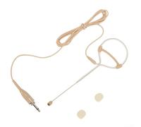 Besttoolifes Micro casque beige à simple crochet d'oreille, condensateur omnidirectionnel, prise jack 3,5 mm, connexions XLR 3 broches et 4 broches, microphone vocal de scène, micro auriculaire léger
