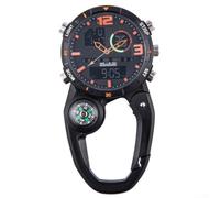 Besttoolifes Montre d'escalade avec mousqueton pour camping, randonnée, aventures en plein air, aiguilles lumineuses, en métal (orange)