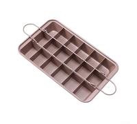 Besttoolifes Moule à brownie avec séparateurs amovibles pour 18 tranches, plaque de cuisson carrée pour brownies et mini gâteaux, en acier au carbone de qualité alimentaire pour pâtisserie maison (or