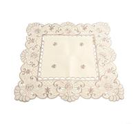 Besttoolifes Nappe brodée en dentelle blanche florale en tissu satiné pour fêtes, mariage, Thanksgiving, Noël