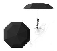 Besttoolifes Ombrelle UPF 50 avec protection UV et clip de fixation pour parapluie - Grand auvent de 100 cm pour poussette ou landau - Angle réglable pour un maximum de 100 cm - Noir