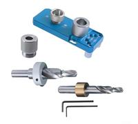 Besttoolifes Outil de guidage de perçage profilé en aluminium pour séries 20/30/40 avec foret étagé M8/M6 et bague de 10 mm, gabarit de perçage réglable pour métal, comprend hexagonal (bleu)