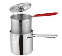Besttoolifes Petite friteuse avec panier, mini friteuse et couvercle pour 1 à 2 personnes, fonctionne sur brûleur à gaz ou à induction, passe au lave-vaisselle