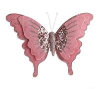 Besttoolifes Pinces élégantes en velours pour sapin de Noël, tissu floqué doux, design double couche, vert, or rose, ensemble de décorations de vacances saisonnières (poudre)