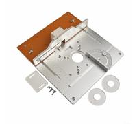 Besttoolifes Plaque d'insertion de table de toupie en aluminium 24,5 x 24 cm avec jauge à onglet et clôture pour établi de travail du bois, perceuse, machine de gravure, établi