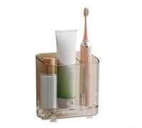 Besttoolifes Porte-brosse à dents électrique avec séparateurs réglables et plateau de drainage, organiseur de salle de bain en ABS transparent pour brosses à dents, dentifrice, rasoirs et (petit gris)