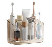 Besttoolifes Porte-brosse à dents électrique avec séparateurs réglables et plateau de drainage, organiseur de salle de bain en ABS transparent pour brosses à dents, dentifrice, rasoirs et (gig